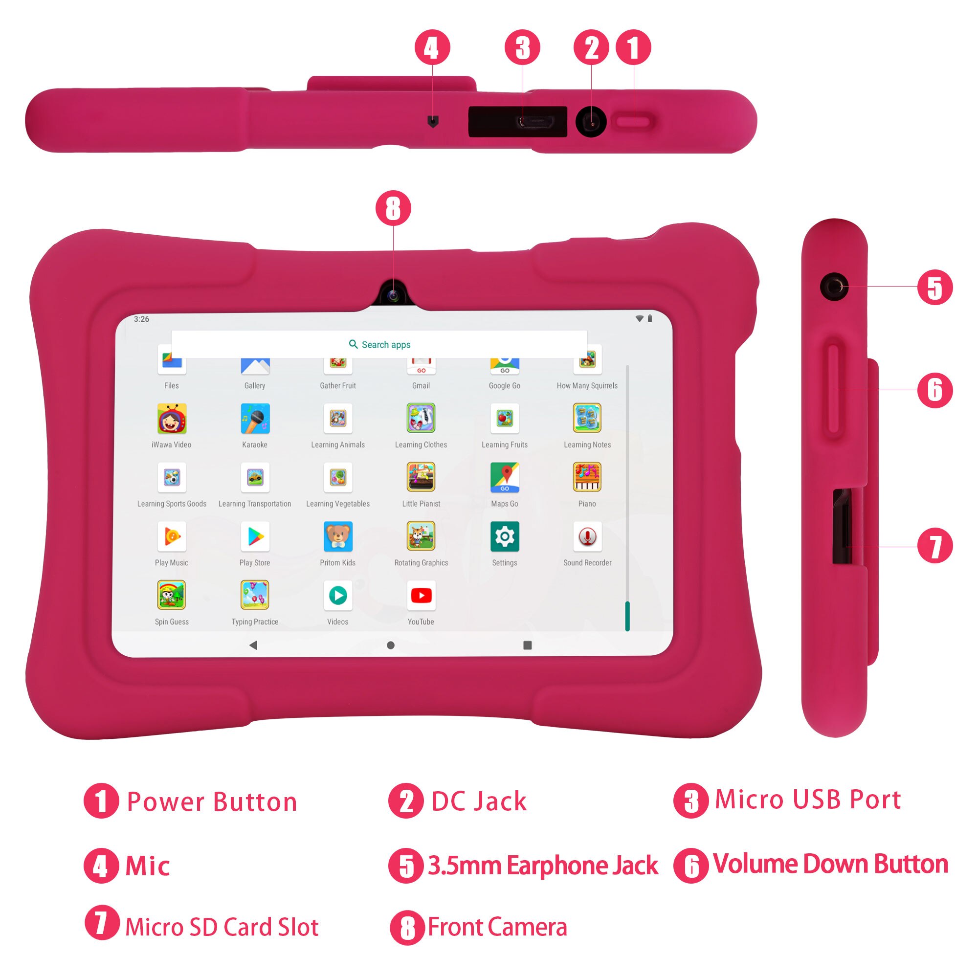PRITOM 7 Inch Kids Tablet Quad - Kids Tablet With Accessories ulasan dan harga